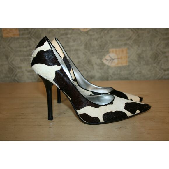 Guess Carrie Cow Hair Leather Pumps 6 M - Picture 1 of 6
